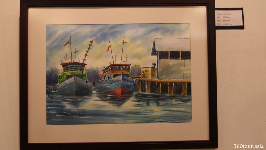 The painting of the Boats at a harbor.