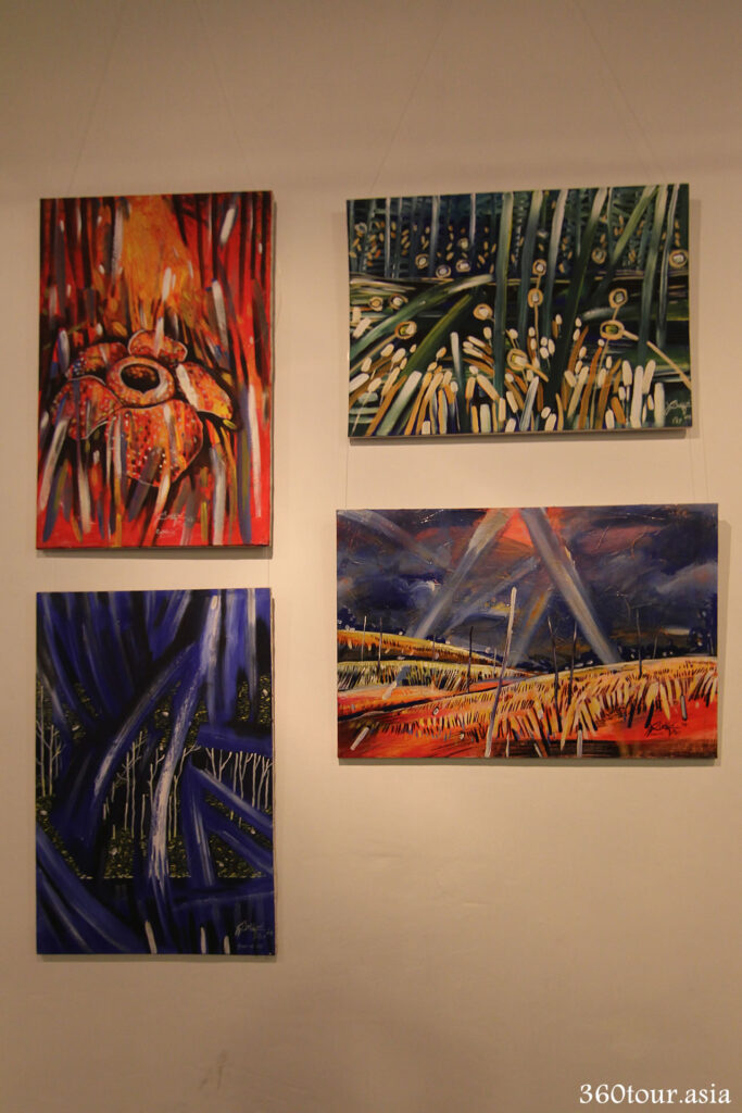 Various oil paintings.