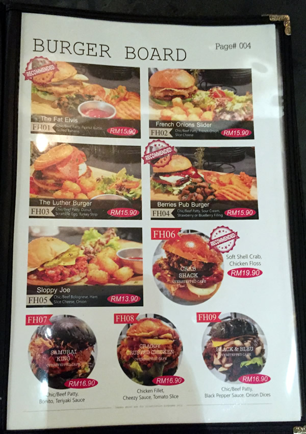 Overstepped Cafe Menu - Burger Board