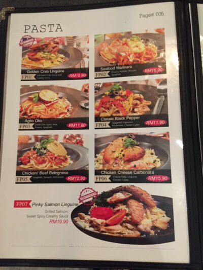 Overstepped Cafe Menu - Pasta