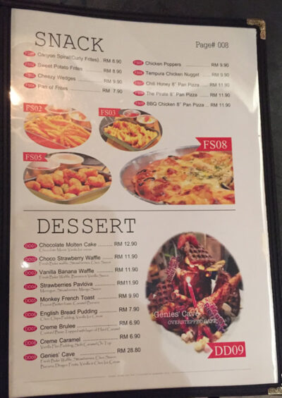 Overstepped Cafe Menu - Snack & Dessert