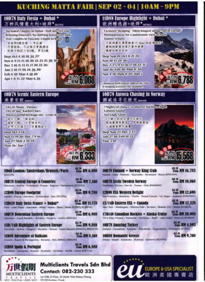 Brochure from Multiclients Travels Sdn Bhd