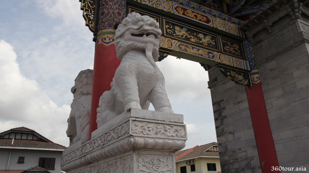 The Stone Qilin Statue on the Right of the Chinese Gateway as viewed from RH Tea Pavilion