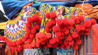 Colorful traditional shoulder ornaments.