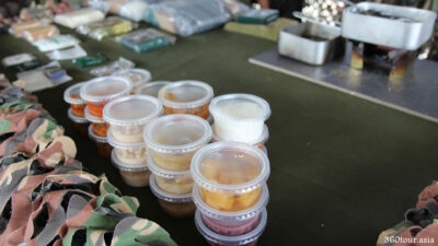 The public are allowed to try out the military packed food. It taste like canned food.