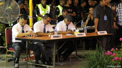 The judges of the bodybuilding show.