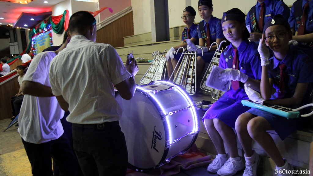 Setting up the LED lighting around the Bass Drum