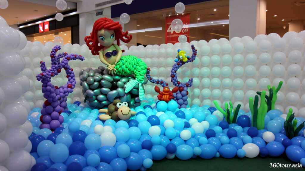 The Little Mermaid Balloon Sculpture featuring Ariel, Flounder and Sebastian