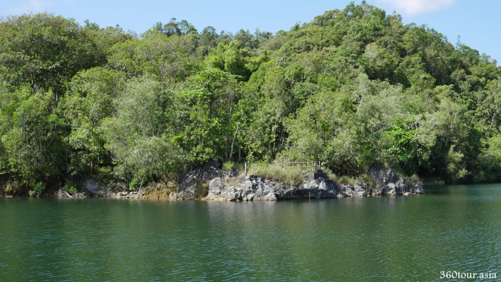 The stone formation over the blue lake