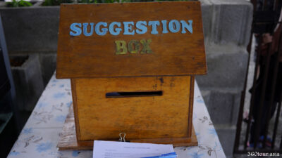 There is a suggestion box at the exit for your kind opinion on the park and suggestion for rooms of improvement