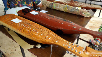 Highly detailed carvings on the Sarawak Boat Lute - Sape