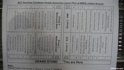 The 2017 Kuching Christmas Parade Assembly Layout Plan at MBKS Jubilee Ground
