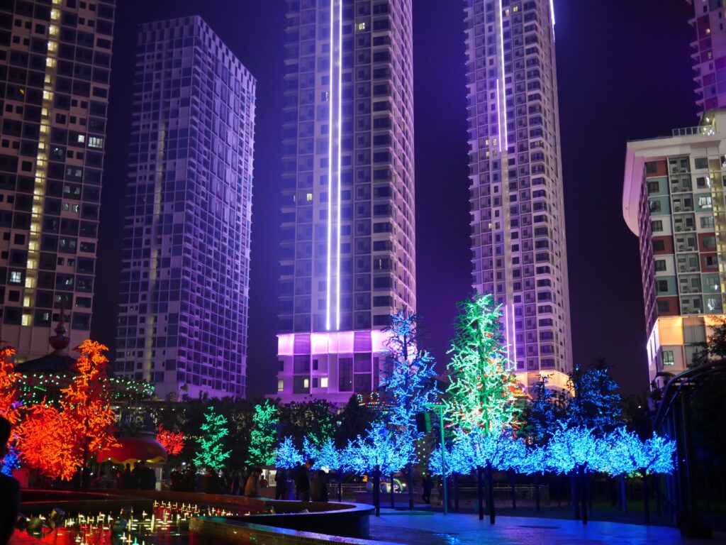 high rises coexist with digital light forest