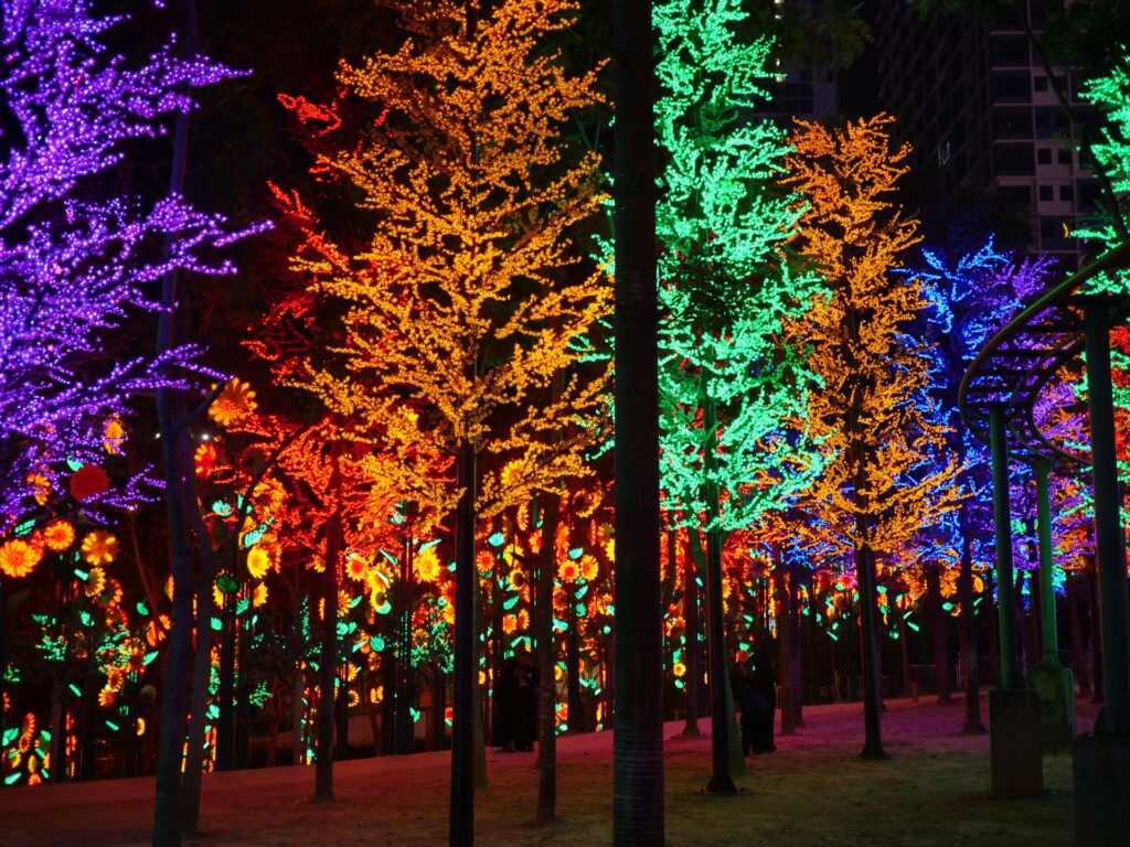 colorful LED trees
