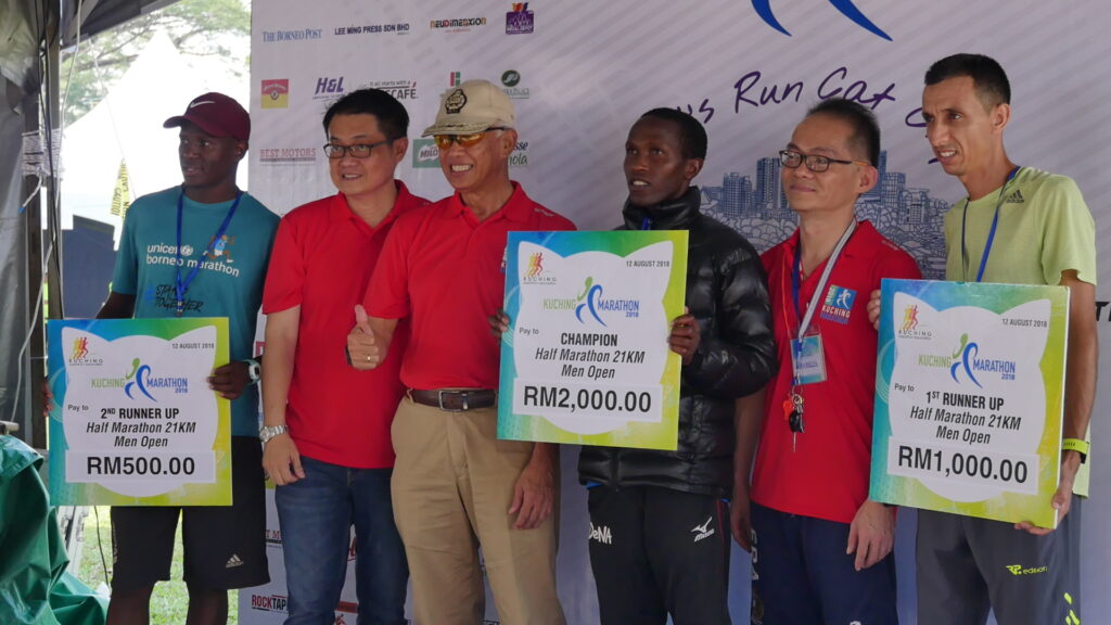 Winners for the 21KM half marathon men open