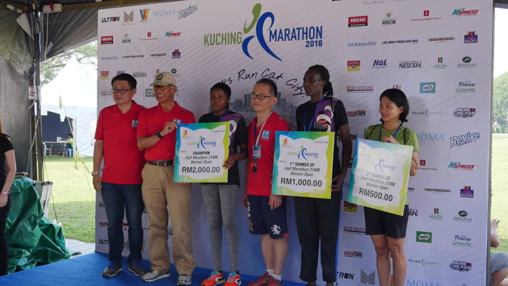 Winners for the 21KM half marathon women open