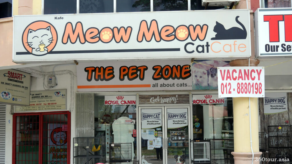 The Meow Meow Cat Cafe is located above The Pet Zone pet shop