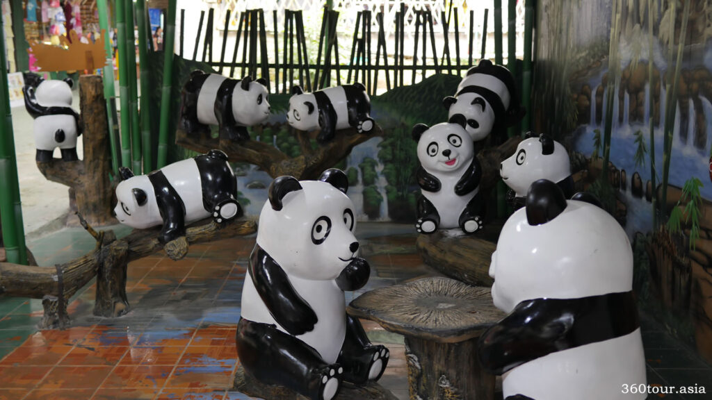 There is allot of panda statues here