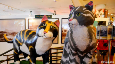 Huge cat statues.