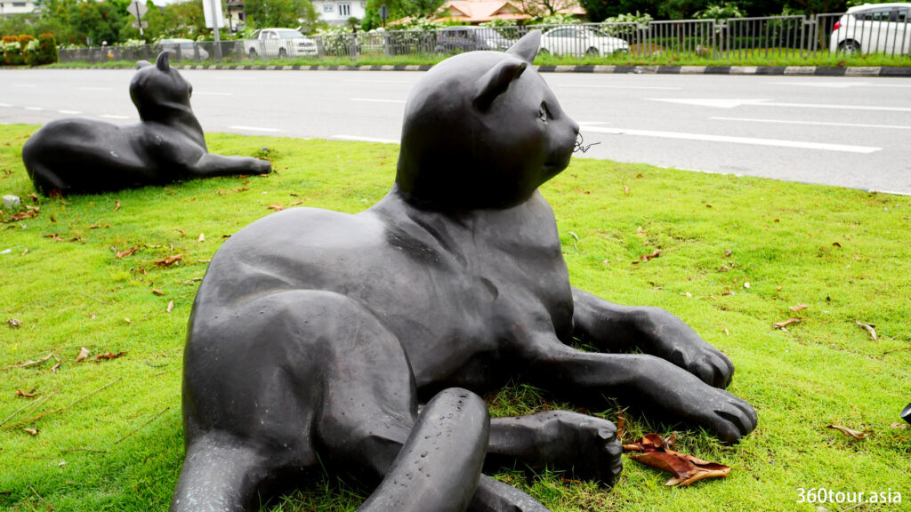 Another view of the Bronze Cat Sculpture