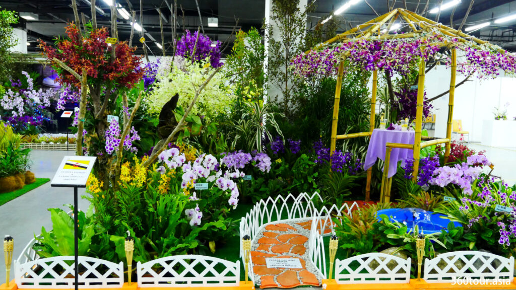 The Orchid Landscape by Jasmina Florist and Landscaping co. of Brunei, featuring the malay style backyard orchid garden. 