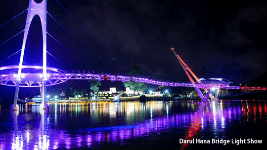 The Darul Hana Bridge Light Show GIF