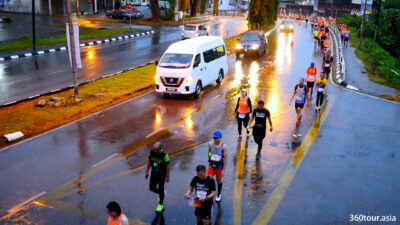 Marathon runners at Kuching City center.