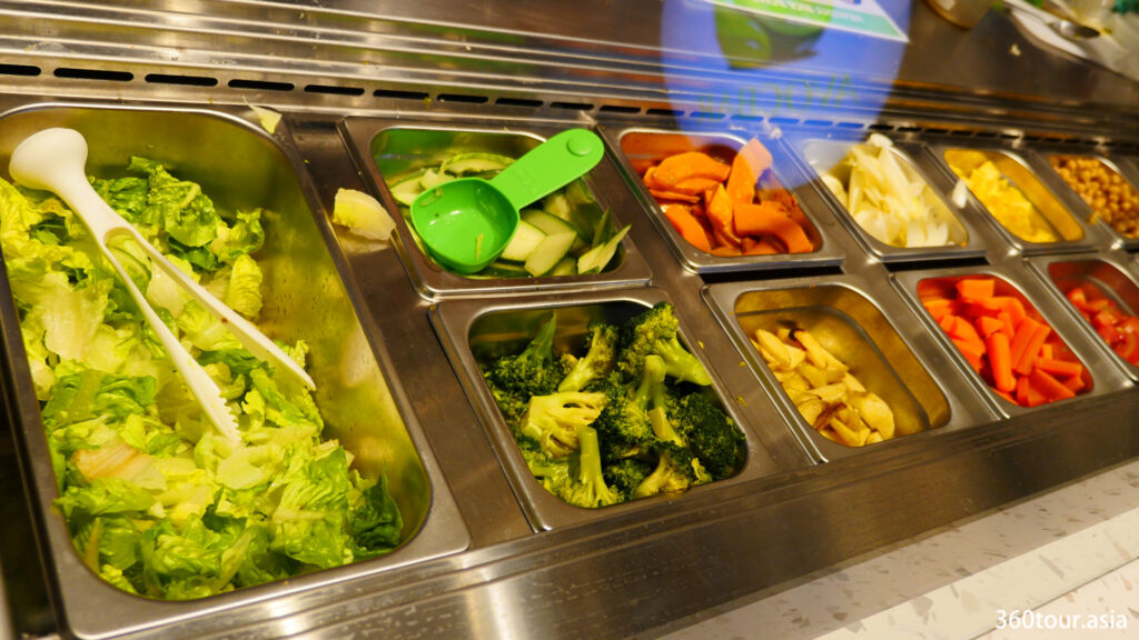 Fresh vegetables counter.