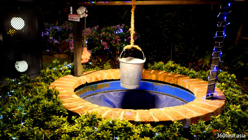The wishing well at the garden where visitors can throw some coins and make a wish.