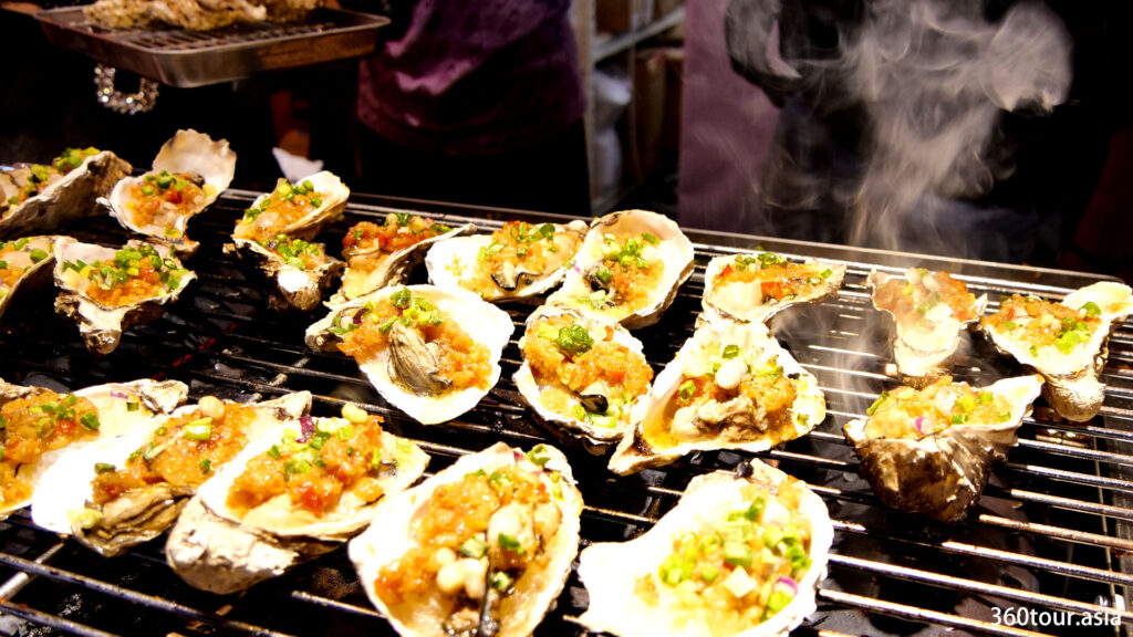 Roasted oysters.