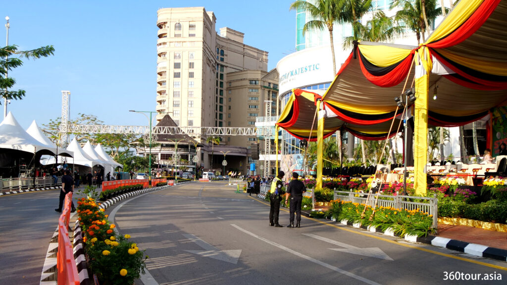 Preparation of the mainstage for Kuching Street Parade 2023.