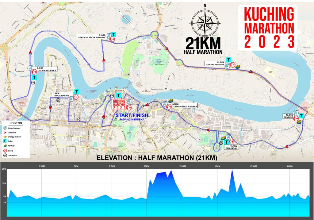 The official route of the 21Km Half Marathon