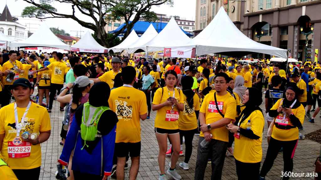 Runners gathering at the padang merdeka after completing their run.