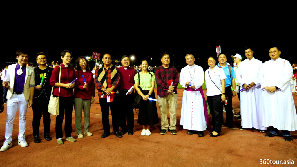 All the leaders of the churches, pastors and arch bishop gather together at the stadium before the start of the parade.