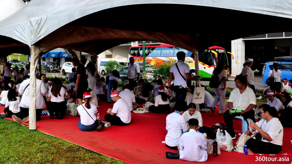 Participants gather around the resting tent around the field as early as 4PM.