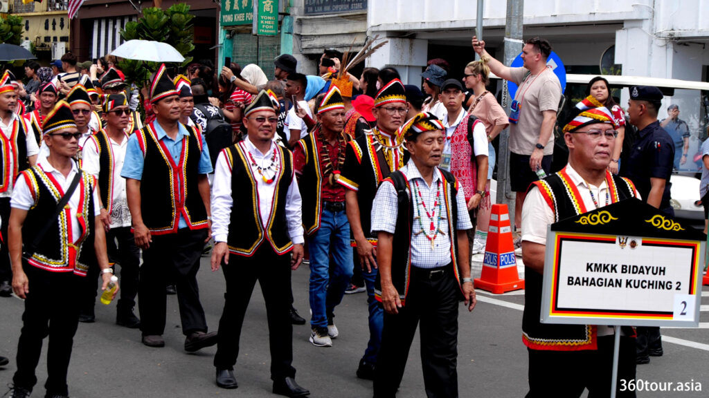 The Bidayuh community leaders of Kuching contingent in the parade.